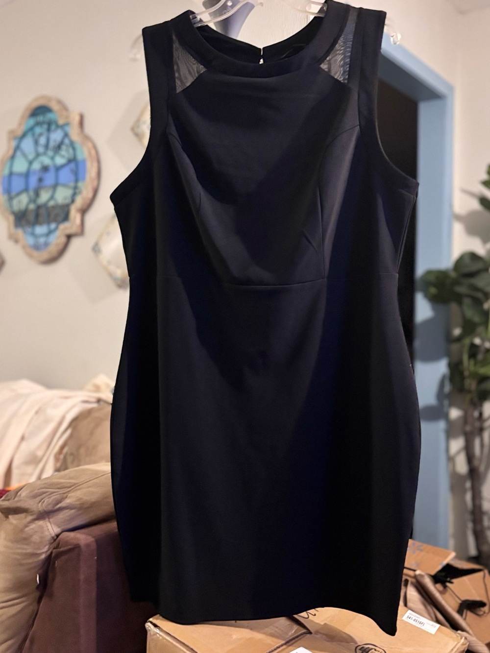 Forever 21 Black Sleeveless Mini Dress with Mesh Insets